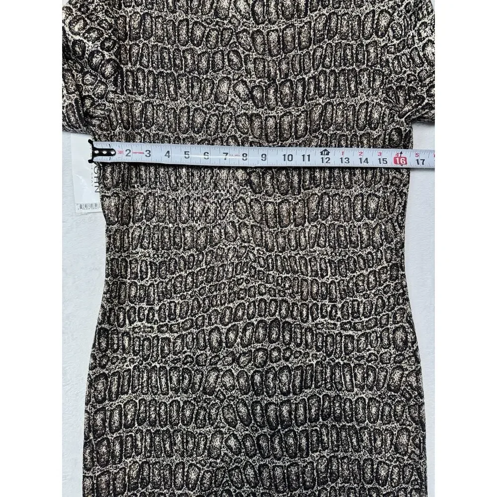 ST. JOHN Mahogany Brown Reptile Ombre Jacquard Knit Wool Blend Dress 6 NWT